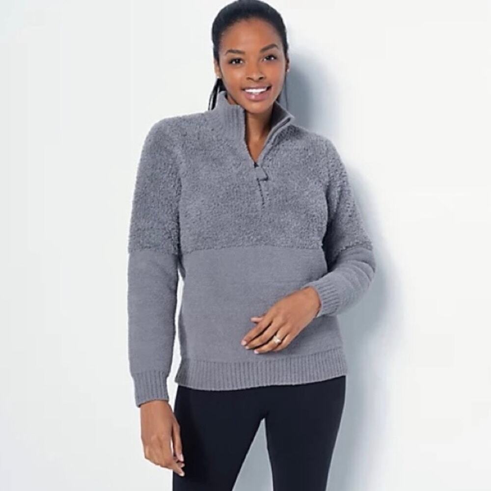 NWT Barefoot Dreams Cozychic Mixed Shearling Pullover in "Glacier Gray" Size 3X